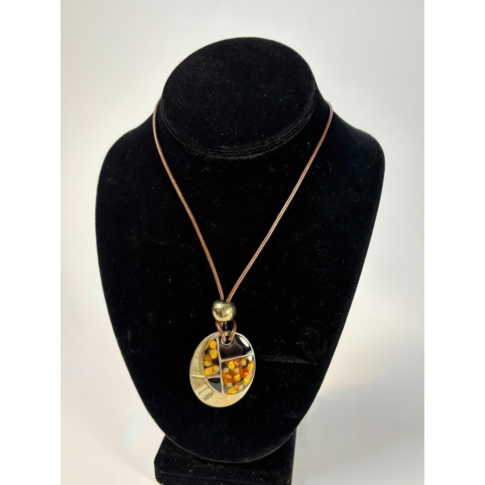 Pendant Necklace Mosaic Inlay On Cord‎ Kenneth Cole